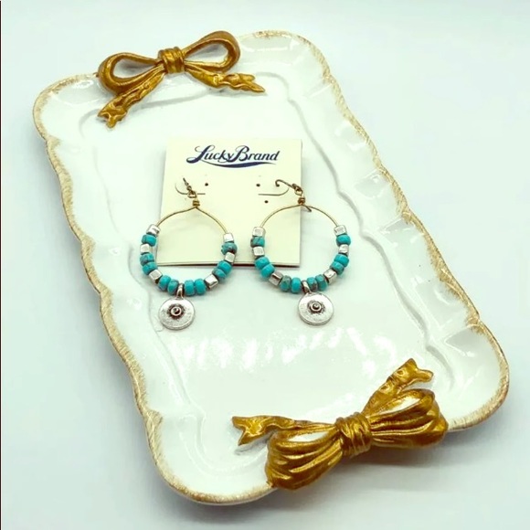 💠Lucky Brand💠 Turquoise Hoop Earrings - Picture 2 of 4